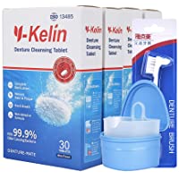 Los mejores  - Y-Kelin - Juego de limpieza de dentaduras postizas + cepillo de dentaduras + pastillas dentales